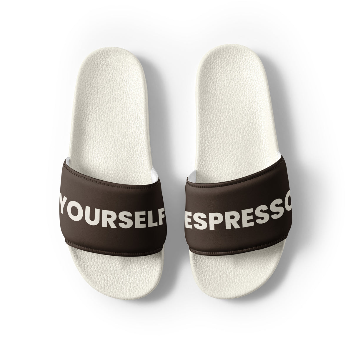 Espresso Yourself coffee lover women's slides, front view