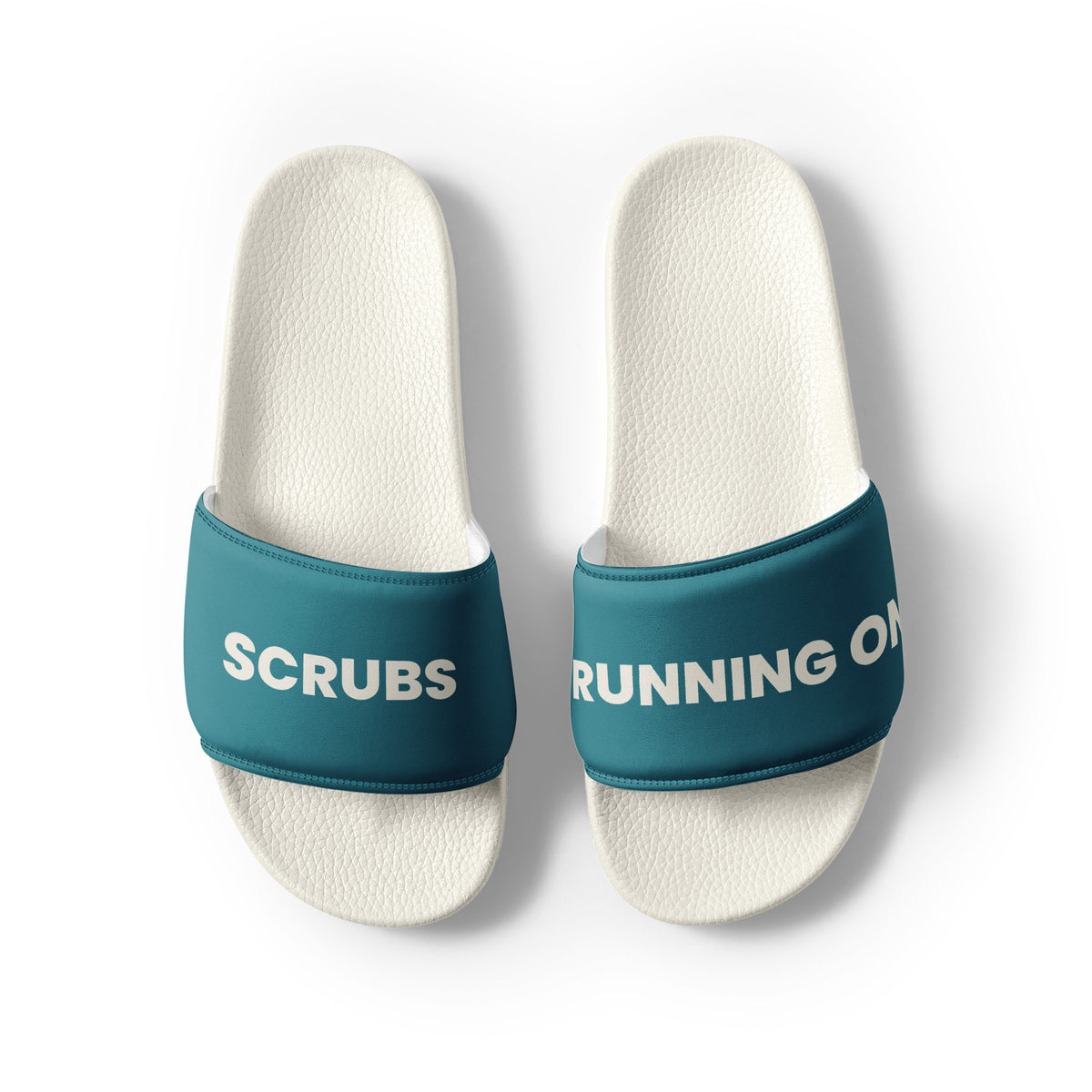 Running On Scrubs funny nurse women's slides, front view