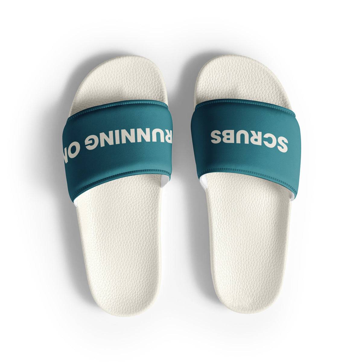 Running On Scrubs funny nurse women's slides, front view