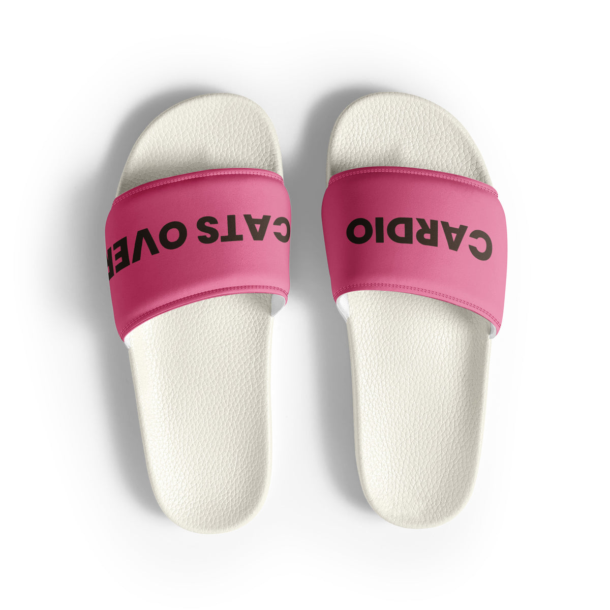 Cats Over Cardio cat lover women's slides, front view