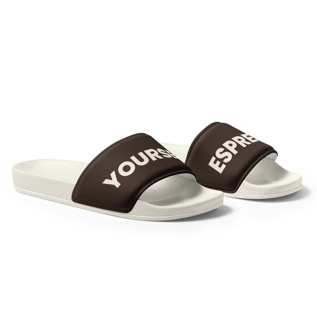Espresso Yourself coffee lover women's slides, right front view