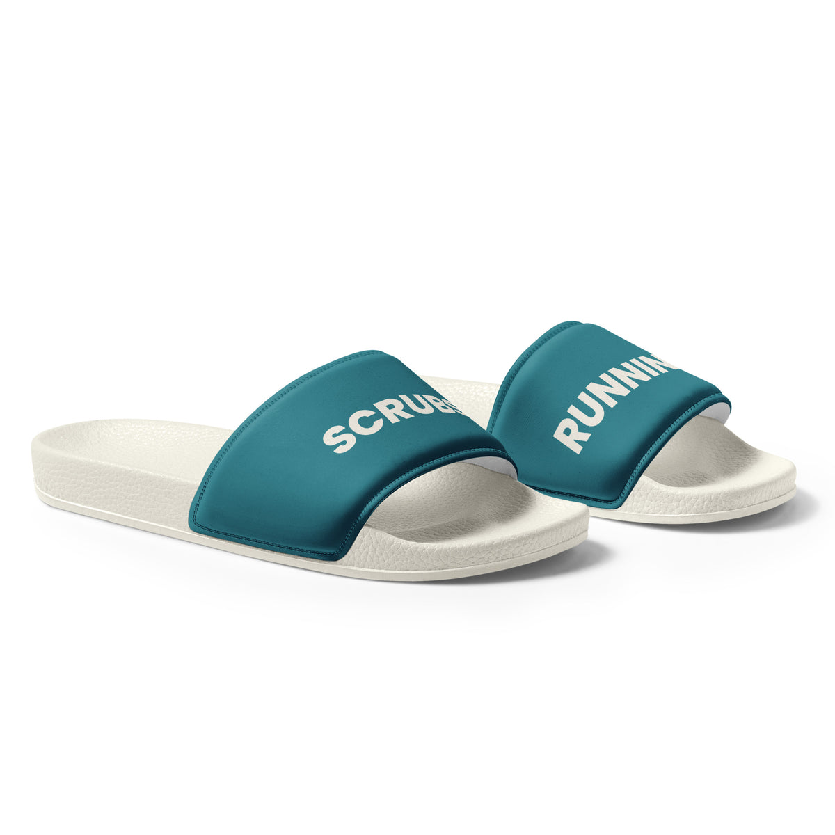 Running On Scrubs funny nurse women's slides, right front view